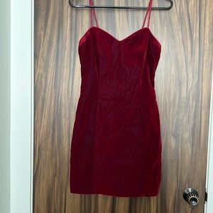 Burgundy Velvet 90s Prom Dress